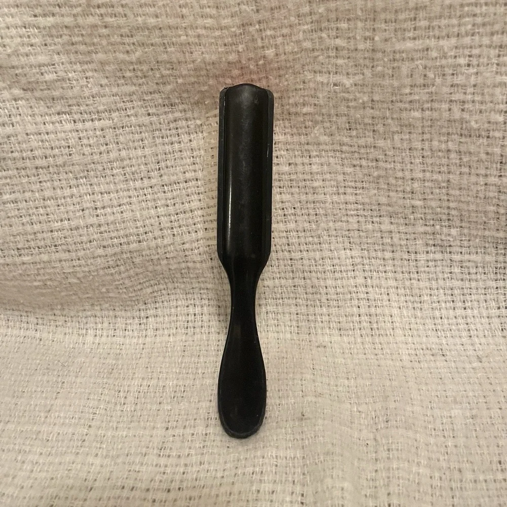 Vintage Hair Brush Flare Style Black HANDLE Ball Tip Bristles Curly Purse Travel